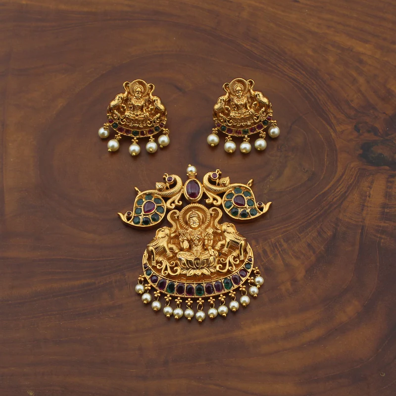 Gold Plated Nakshi Lakshmi Pendant set